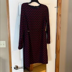 The Limited Red and Black Chevron Dress